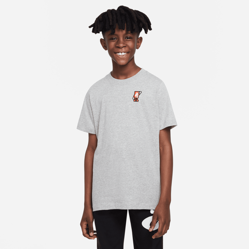 

Boys Nike Nike U NSW Boxy Patch T-Shirt - Boys' Grade School Dark Heather Grey/Black Size XS