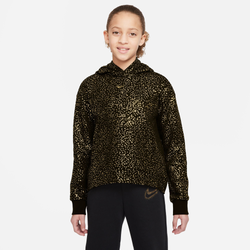 Girls' Grade School - Nike AOP Fleece Hoodie - Black/Metallic Gold