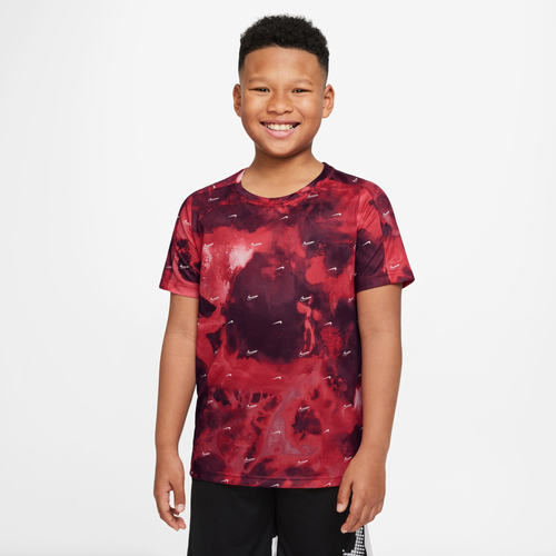 

Nike Boys Nike COL AOP Performance Top - Boys' Grade School Dark Beetroot/Gym Red Size L