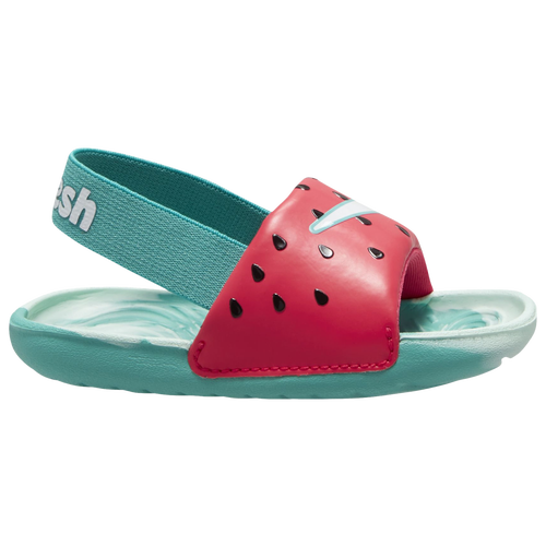 

Girls Nike Nike Kawa Slides - Girls' Toddler Shoe Washed Teal/Siren Red/White Size 04.0