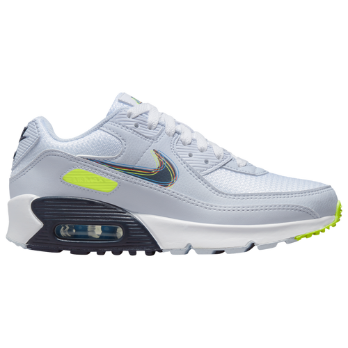 

Boys Nike Nike Air Max 90 - Boys' Grade School Running Shoe White/Blue/Volt Size 05.5