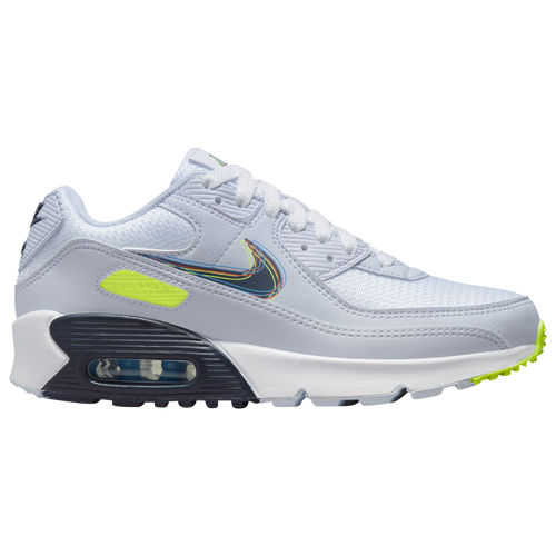 Shop Nike Boys   Air Max 90 In White/blue/volt