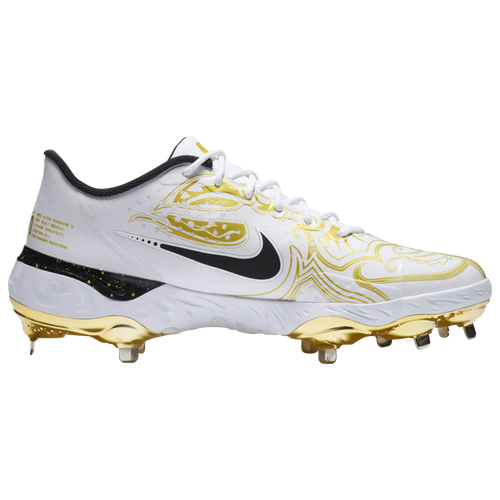 Nike Alpha Huarache Elite 3 Low - Men's Metal Cleats Shoes - White / Black / Metallic Vivid Gold - CV3553-101