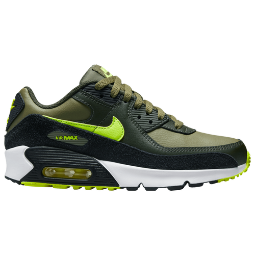 

Boys Nike Nike Air Max 90 LTR - Boys' Grade School Running Shoe Medium Olive/Volt/Black Size 05.0