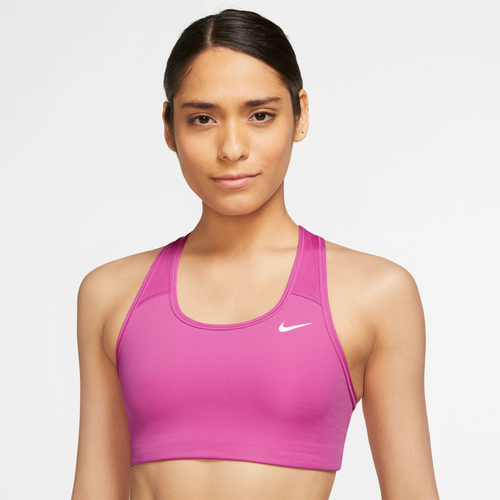 Nike Women's Swoosh Medium-support Non-padded Sports Bra In Active  Fuchsia/white