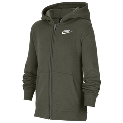 Boys' Grade School - Nike NSW F/Z Club Hoodie - Cargo Khaki/Cargo Khaki/White