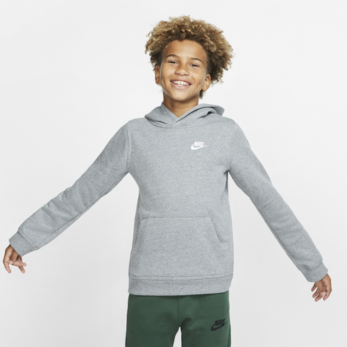 

Nike Boys Nike Club Pullover Hoodie - Boys' Grade School Carbon Heather/White Size M