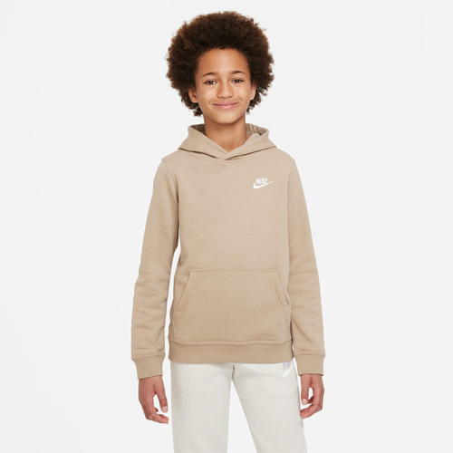 

Nike Boys Nike NSW Club Pullover Hoodie - Boys' Grade School Khaki/White Size XL