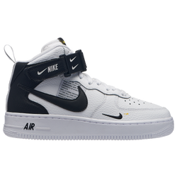 Boys' Grade School - Nike Air Force 1 Mid - White/Black/Tour Yellow