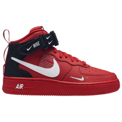 Boys' Grade School - Nike Air Force 1 Mid - University Red/White/Black/Tour Yellow