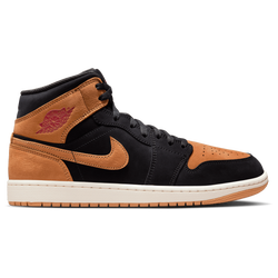 Men's - Jordan Air Jordan 1 Mid SE - Black/Flax/Varsity Red