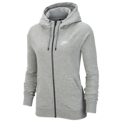 Women's - Nike Essential Full-Zip Fleece Hoodie - Dark Grey Heather/White/White