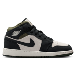 Boys' Grade School - Jordan Air Jordan 1 Mid SE - Medium Olive/Light Orewood/Off Noir