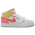 Jordan AJ 1 Mid Edge Glow - Girls' Grade School White/Hyper Crimson/Pink Blast
