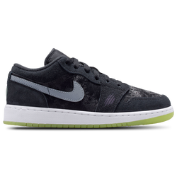 Boys' Grade School - Jordan Air Jordan 1 Low SS - Barely Volt/Black/Iron Grey
