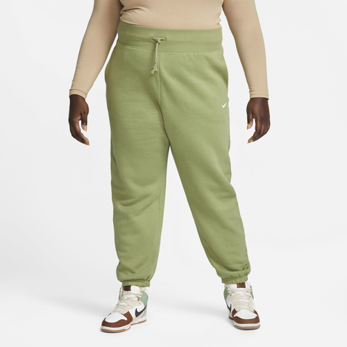 

Nike Womens Nike Plus Size Style Fleece High Rise Pants - Womens Green/White