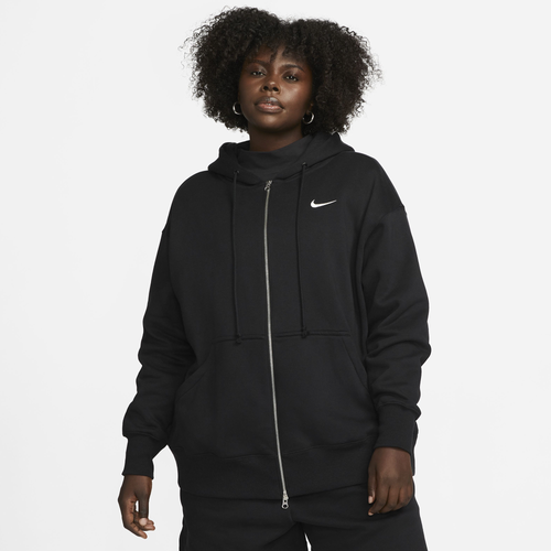 Shop Nike Womens  Nsw Phoenix Fleece F/z Hoodie In Sail/black