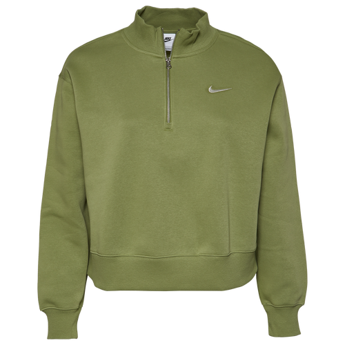 

Nike Womens Nike NSW Style Fleece Crop 1/4 Zip Plus - Womens Green/White Size 3X