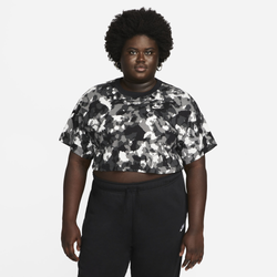 Women's - Nike Plus Size Short Sleeve AOP Crop Top - Black/Black/Sail