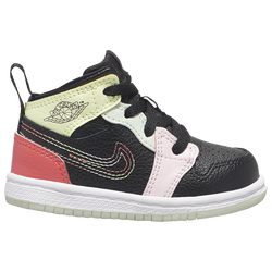 Infant & Toddler - Jordan AJ 1 Mid - Black/Ember Glow/Barely Volt