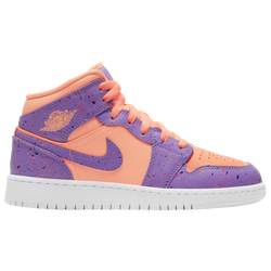 Girls' Grade School - Jordan AJ 1 Mid - Orange Pulse/Atomic Violet/Laser Crimson