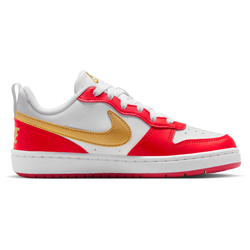 Boys' Grade School - Nike Court Borough Low Recraft - White/Mtlc Gold/Univ Red