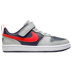 Boys' Preschool - Nike Court Borough Low Recraft - Light Smoke/Dark Obsidian/Bright Crimson