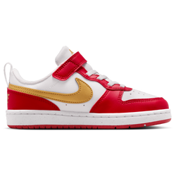 Boys' Preschool - Nike Court Borough Low Recraft - White/Mtlc Gold/Univ Red