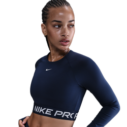 Women's - Nike Pro Dri-FIT 365 Crop Long Sleeve - White/Midnight Navy