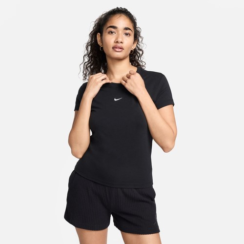 Shop Nike Womens  Chill Knit Crop T-shirt In White/black