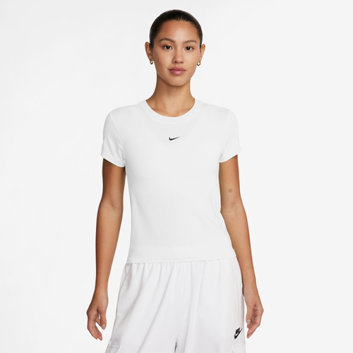 Shop Nike Womens  Chill Knit Crop T-shirt In Black/white