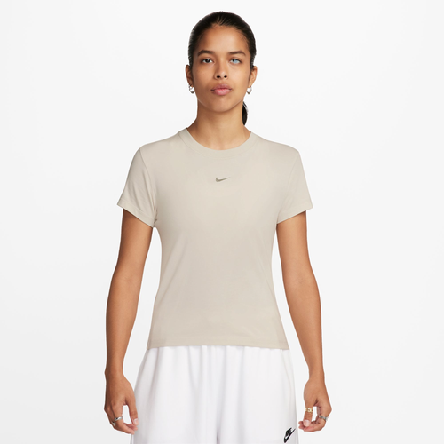 Shop Nike Womens  Chill Knit Crop T-shirt In Lt Orewood/lt Orewood