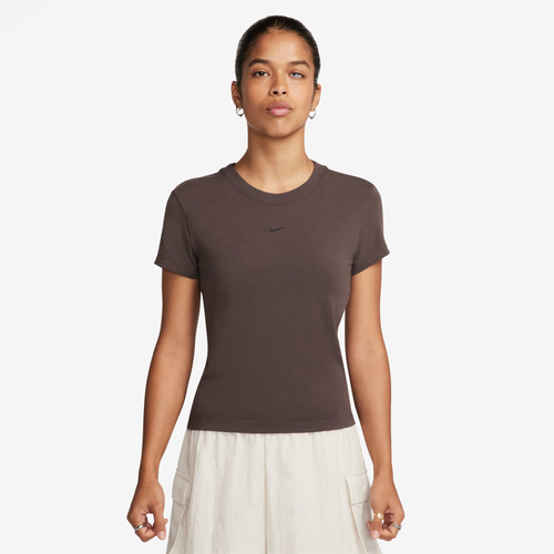 Shop Nike Womens  Chill Knit Crop T-shirt In Tan