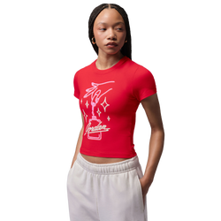 Women's - Jordan TMID GFX Nail Short Sleeve T-Shirt - University Red/White