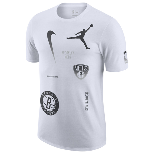 

Nike Mens Nike Nets Statement All Over Print T-Shirt - Mens White/Black Size L