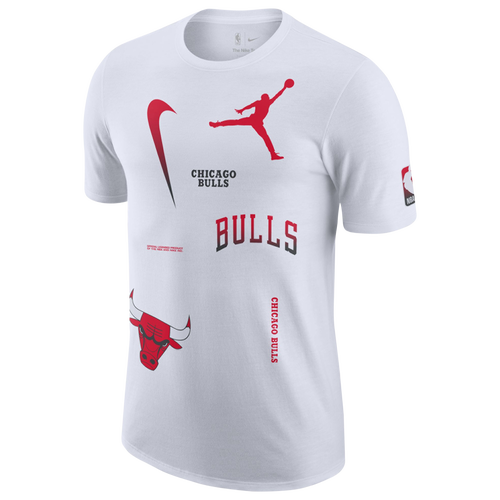 

Nike Mens Chicago Bulls Nike Bulls Statement All Over Print T-Shirt - Mens White/Red Size S