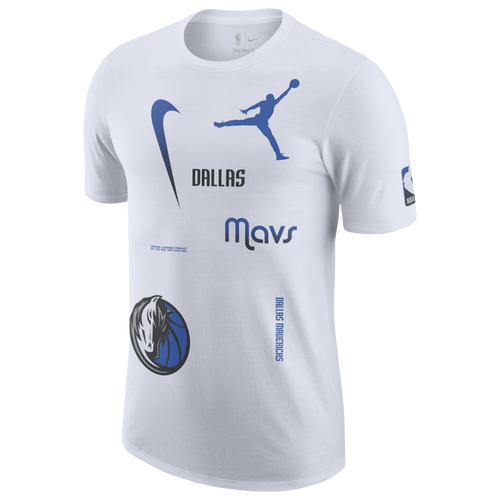 

Nike Mens Nike Mavericks Statement All Over Print T-Shirt - Mens White/Blue Size M