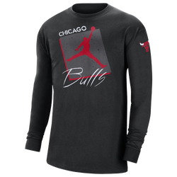 Men's - Nike Bulls Courtside Statement L/S T-Shirt - Black/Red