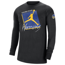 Men's - Nike Warriors Courtside Statement L/S T-Shirt - Black/Blue