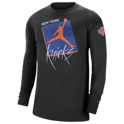 Men's - Nike Knicks Courtside Statement L/S T-Shirt - Black/Orange