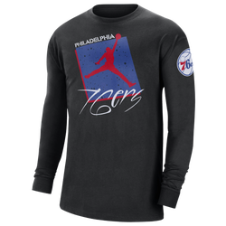 Men's - Nike 76ers Courtside Statement L/S T-Shirt - Black/Red