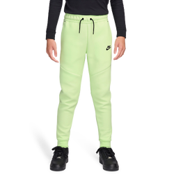 Boys' Grade School - Nike Tech Fleece Pants - Black/Light Liquid Lime