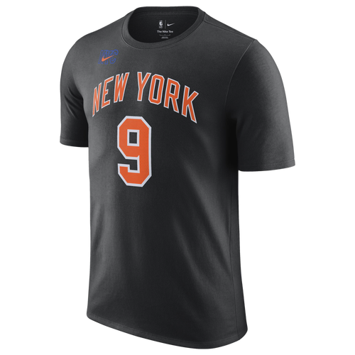 

Nike Mens Rj Barrett Nike Knicks City Edition Name & Number T-Shirt - Mens Black/Orange Size S