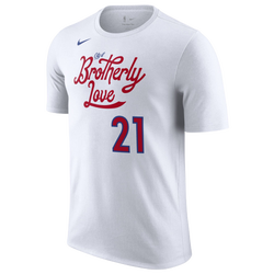 Men's - Nike 76ers City Edition Name & Number T-Shirt - White/Blue