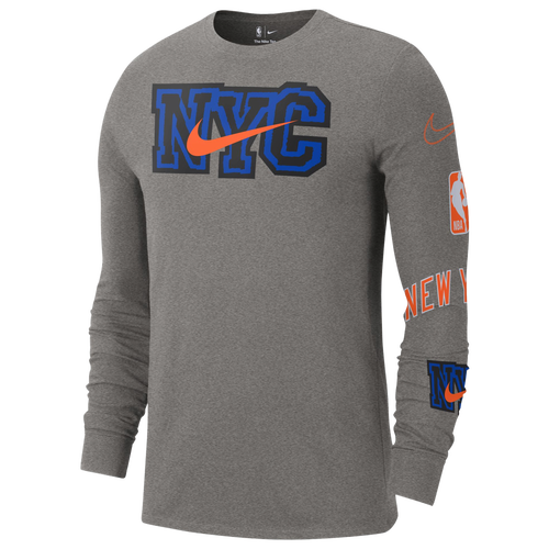 

Nike Mens Nike Knicks Longsleeve T-Shirt - Mens Grey/Blue Size S