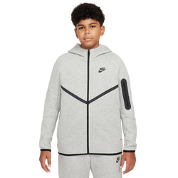 Boys' Grade School - Nike NSW Tech Fleece Full-Zip Extended Sizes - Dk Gray Heather/Black