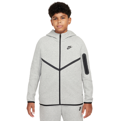 Nike Sportswear Tech Fleece Big Kids' Full-zip Hoodie In Dk Gray Heather/black