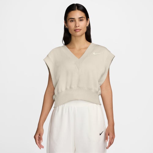 

Nike Womens Nike NSW Phoenix Fleece Sleeveless Crop - Womens Light Orewood/Sail Size L