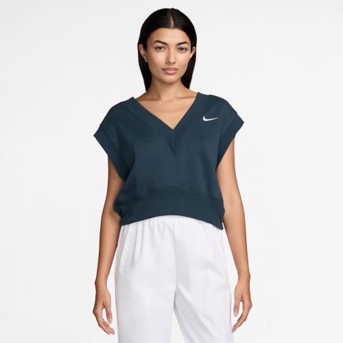 

Nike Womens Nike NSW Phoenix Fleece Sleeveless Crop - Womens Armory Navy/Sail Size S