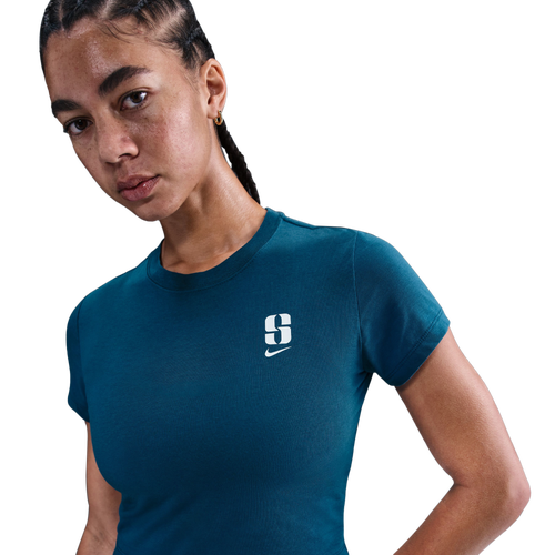 WOMENS - Nike Sabrina Short Sleeve Crop T-Shirt - Blue Force